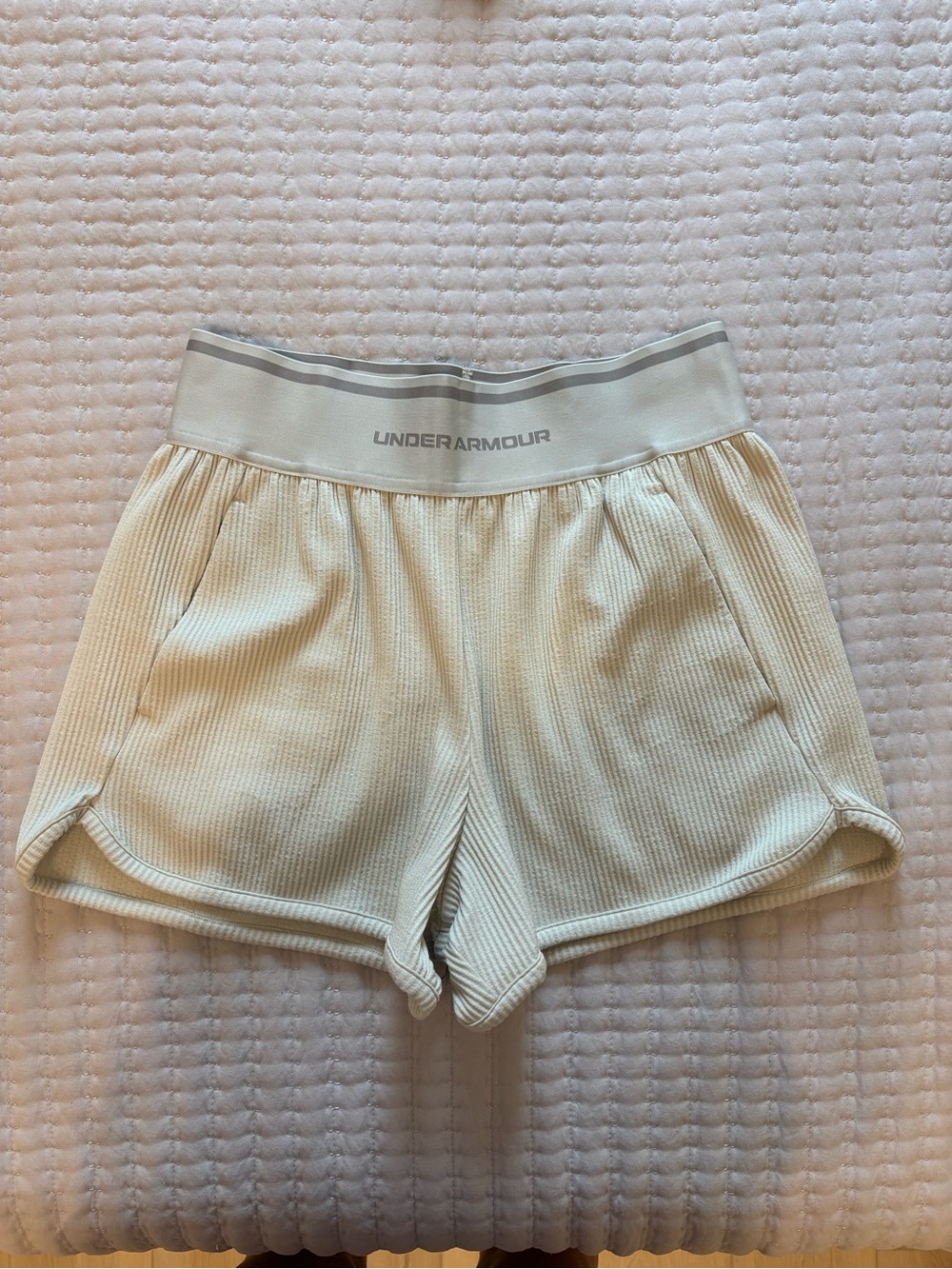 Under Armour Women's Cream Ribbed Athletic Shorts